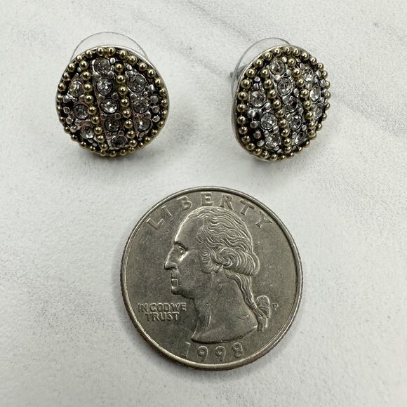 Chico's Rhinestone Studded Stud Earrings Pierced Pair - Picture 2 of 9